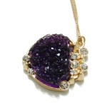 Spike Amethyst Druzy Heart Crystal Pendant Necklace 